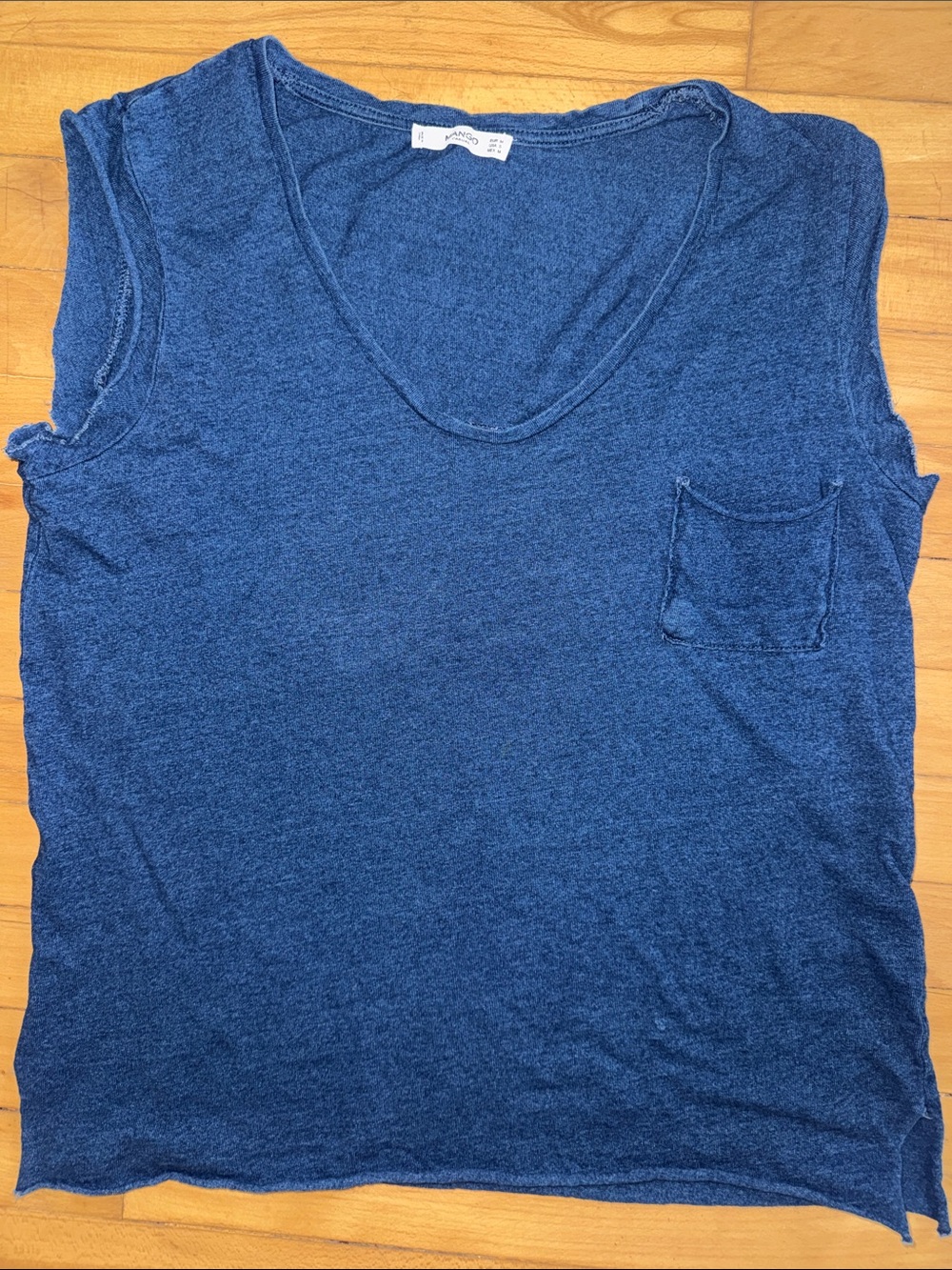 Mango Blue Scoop Neck Tank Top Small